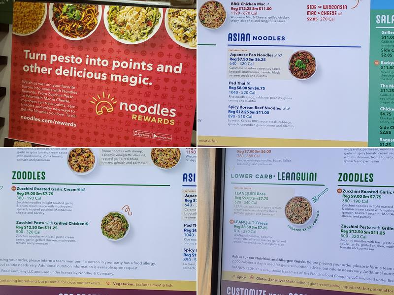 Noodles and Company Menu