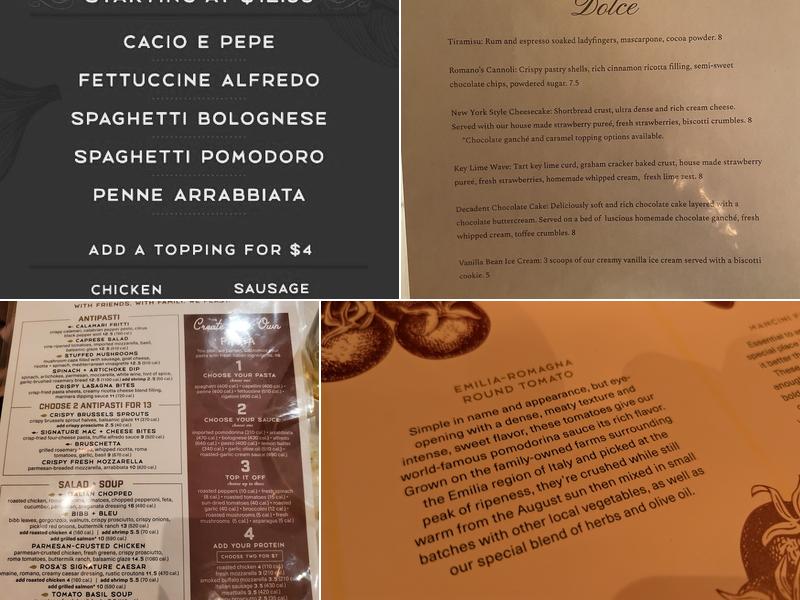 Romano's Macaroni Grill Menu