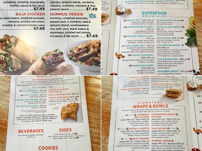 Tropical Smoothie Cafe Menu
