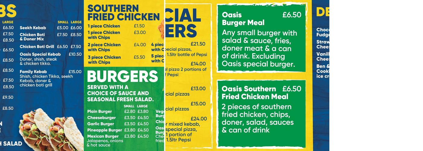 Oasis Takeaway Menu
