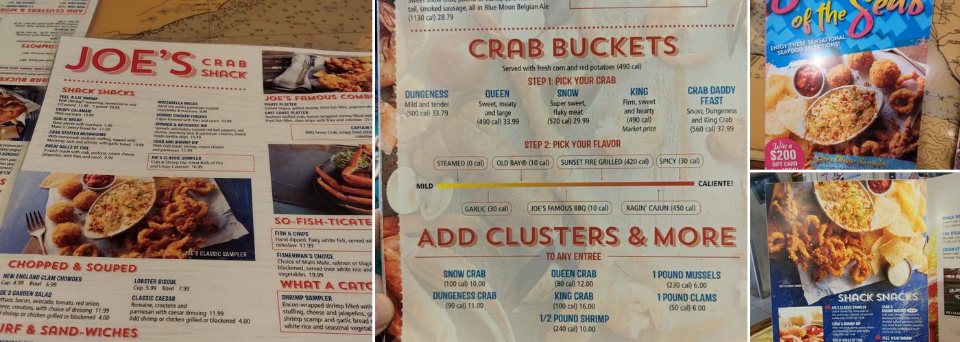 Joe's Crab Shack Menu