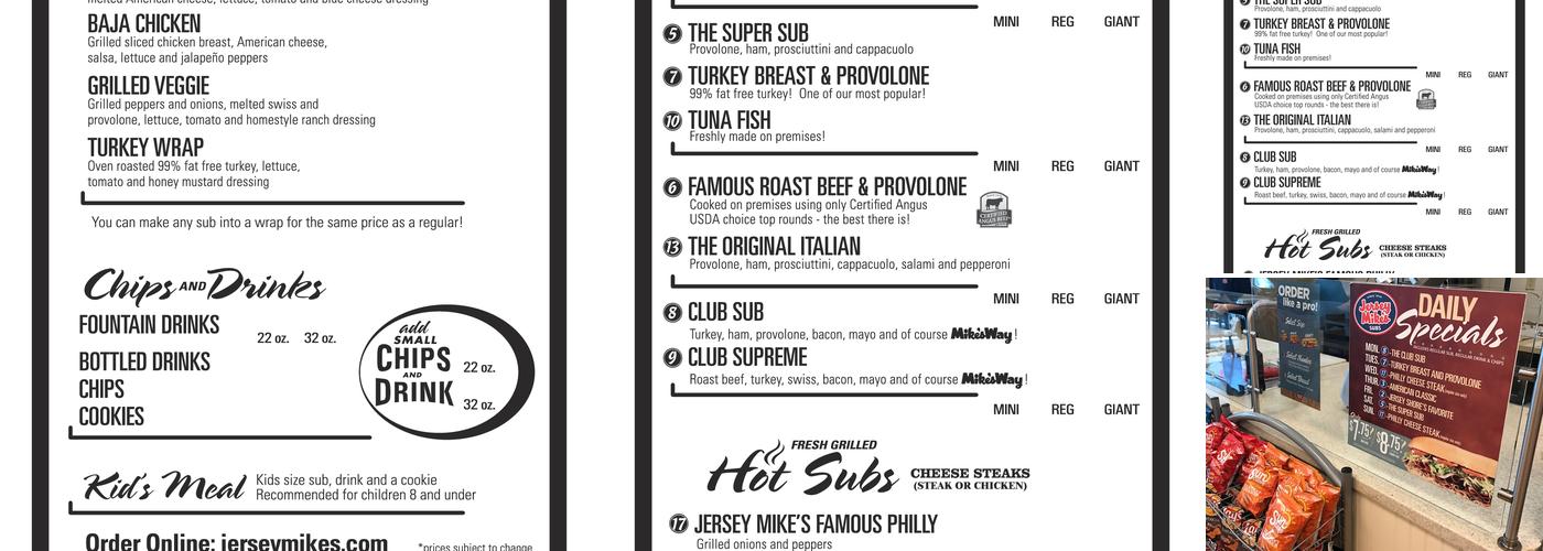 Jersey Mike's Subs Menu