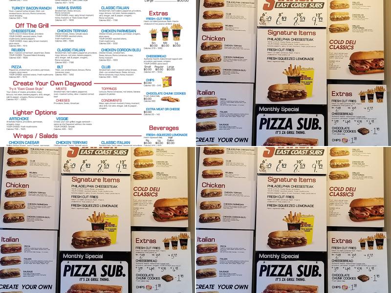 Penn Station East Coast Subs Menu