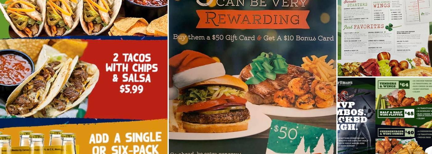 Beef 'O' Brady's Menu