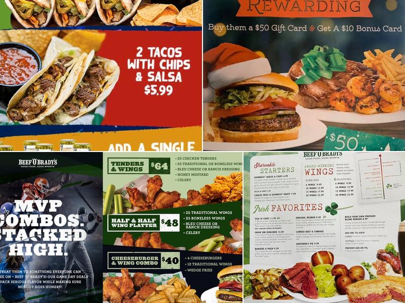 Beef 'O' Brady's Menu