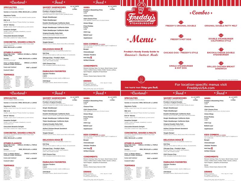 Freddy's Frozen Custard & Steakburgers Menu