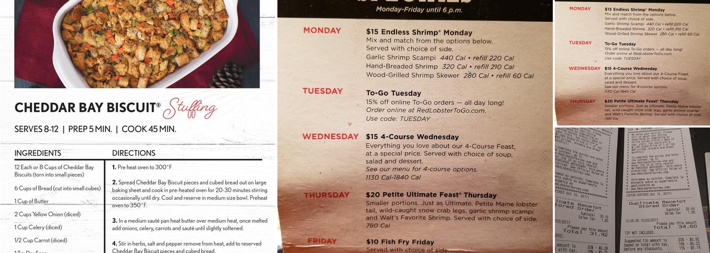 Red Lobster Menu