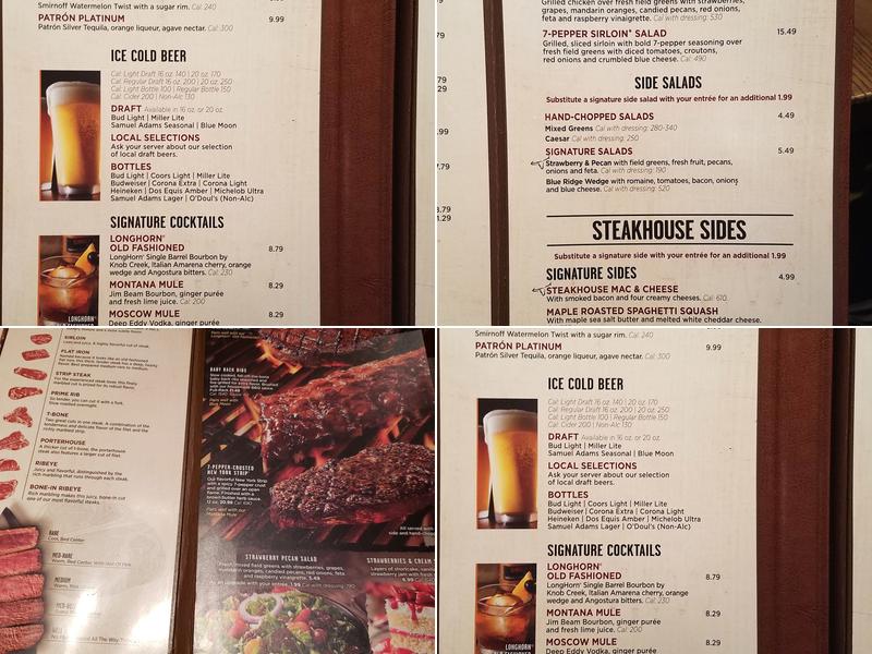 LongHorn Steakhouse Menu