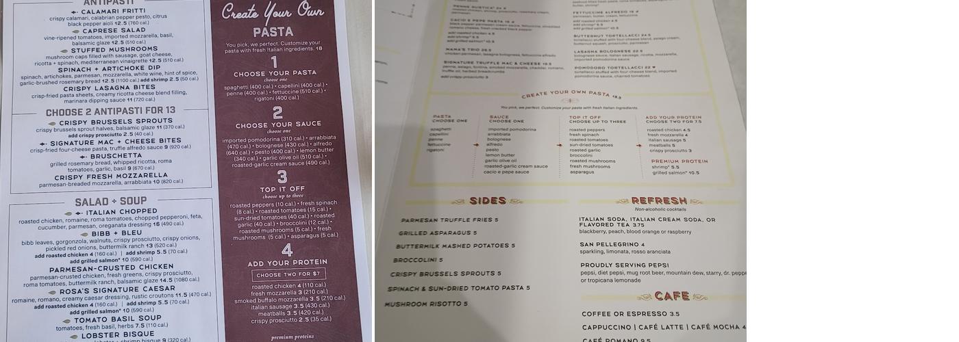 Romano's Macaroni Grill Menu