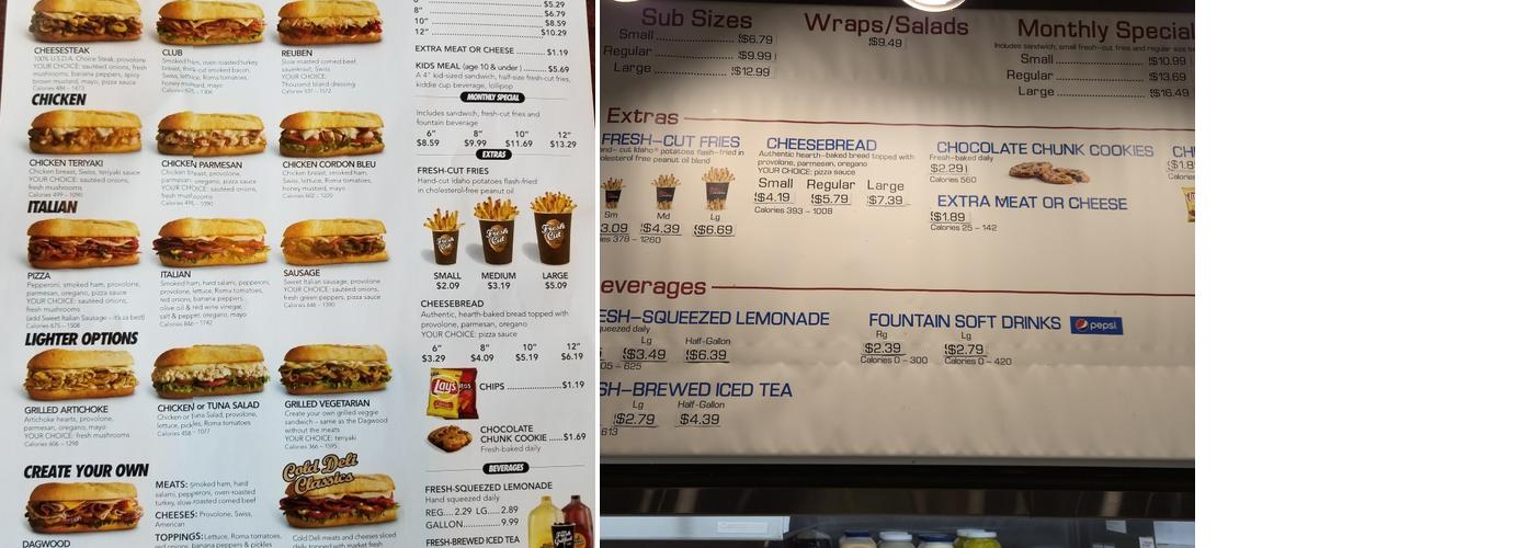 Penn Station East Coast Subs Menu