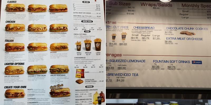 Penn Station East Coast Subs Menu