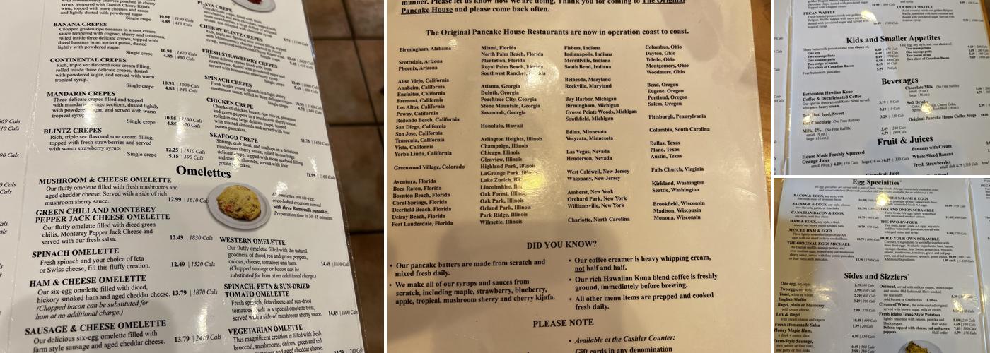 The Original Pancake House Menu