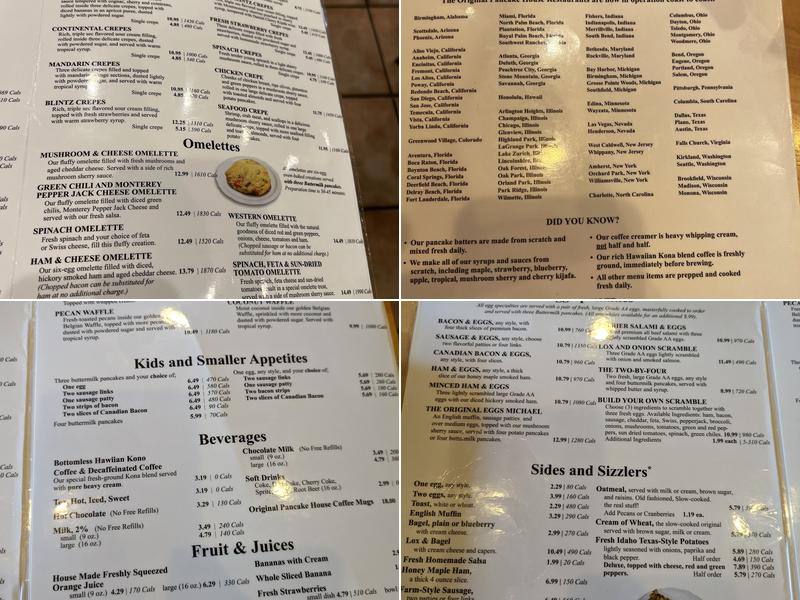 The Original Pancake House Menu