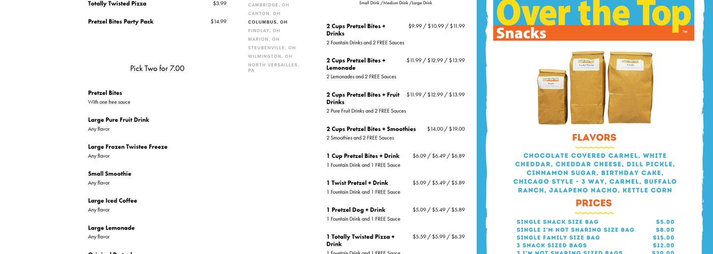 We're Rolling Pretzel Co - Canton,Ohio Menu