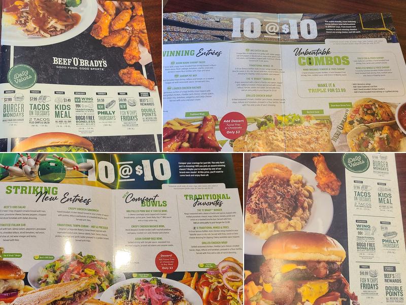 Beef 'O' Brady's Menu