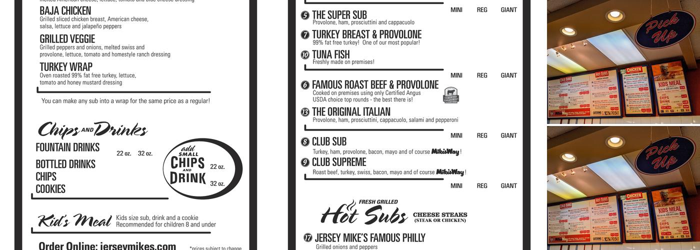 Jersey Mike's Subs Menu