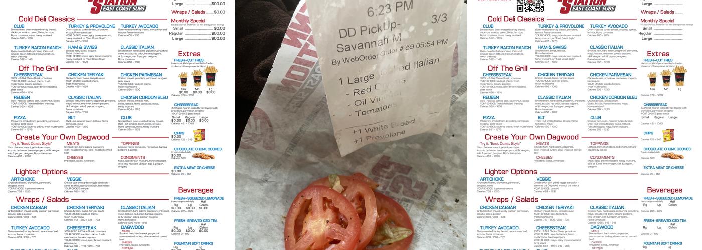 Penn Station East Coast Subs Menu