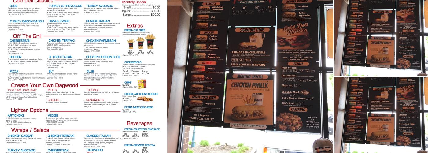 Penn Station East Coast Subs Menu