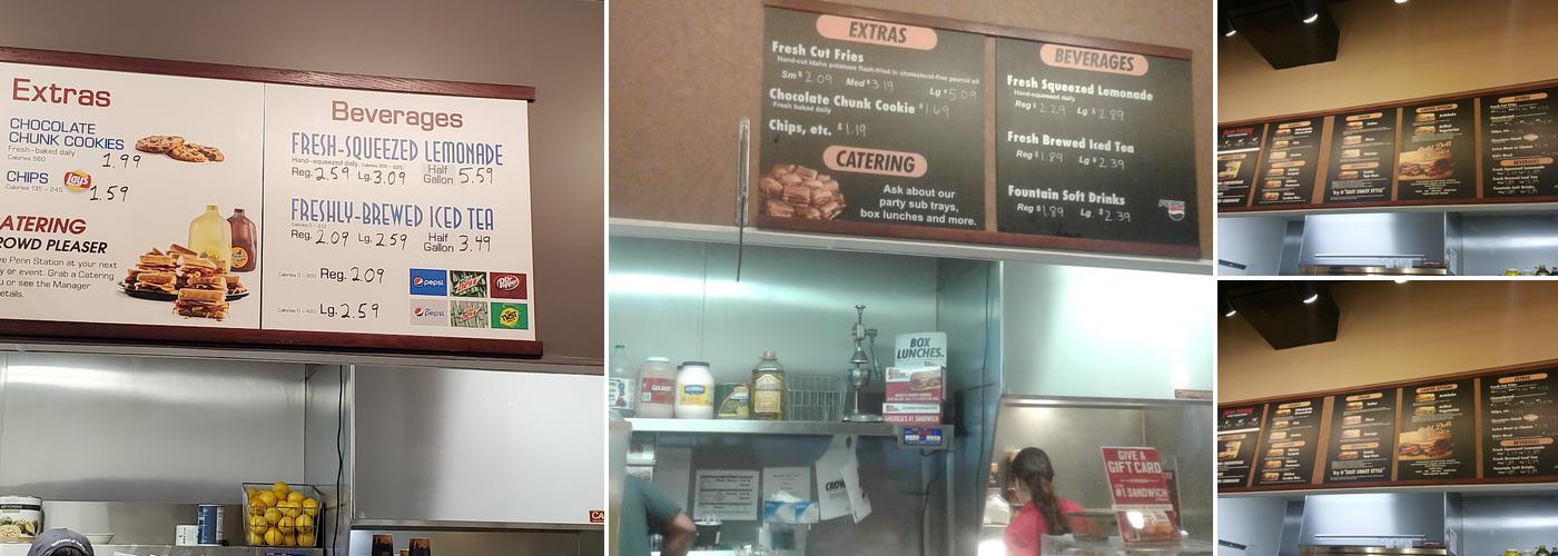 Penn Station East Coast Subs Menu