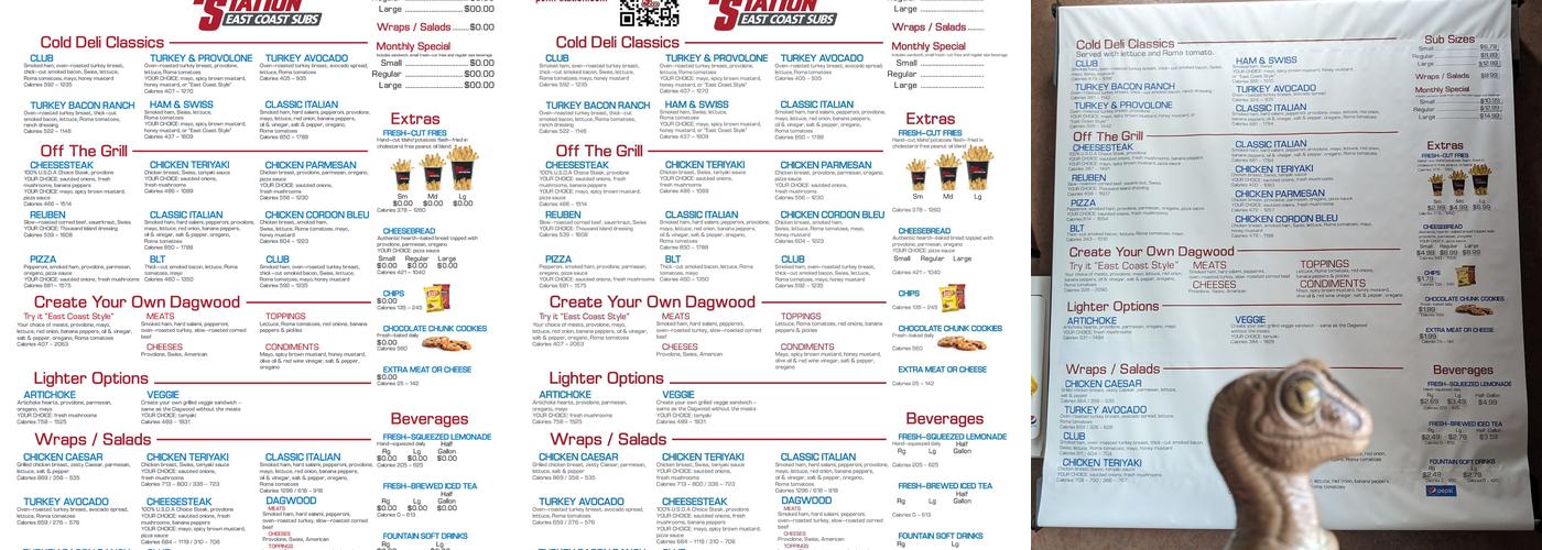 Penn Station East Coast Subs Menu
