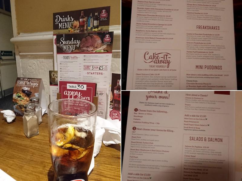 Toby Carvery Endon Menu