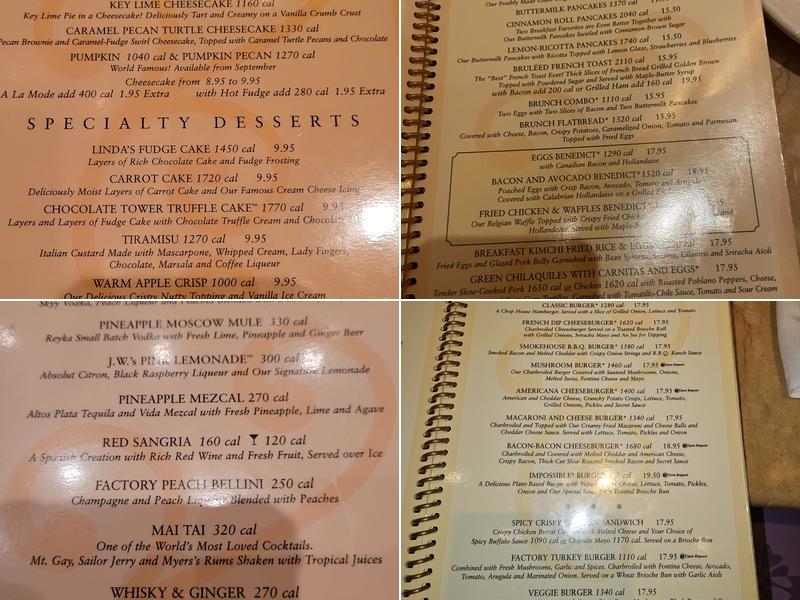 The Cheesecake Factory Menu
