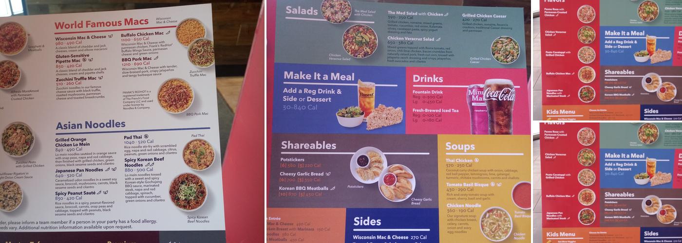 Noodles and Company Menu