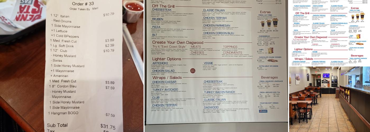 Penn Station East Coast Subs Menu