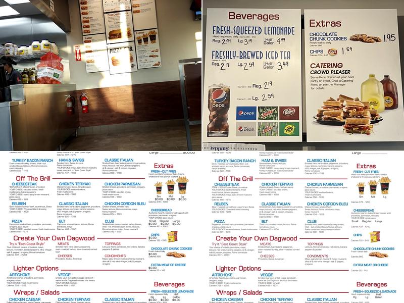 Penn Station East Coast Subs Menu