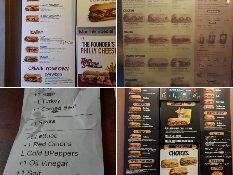 Penn Station East Coast Subs Menu