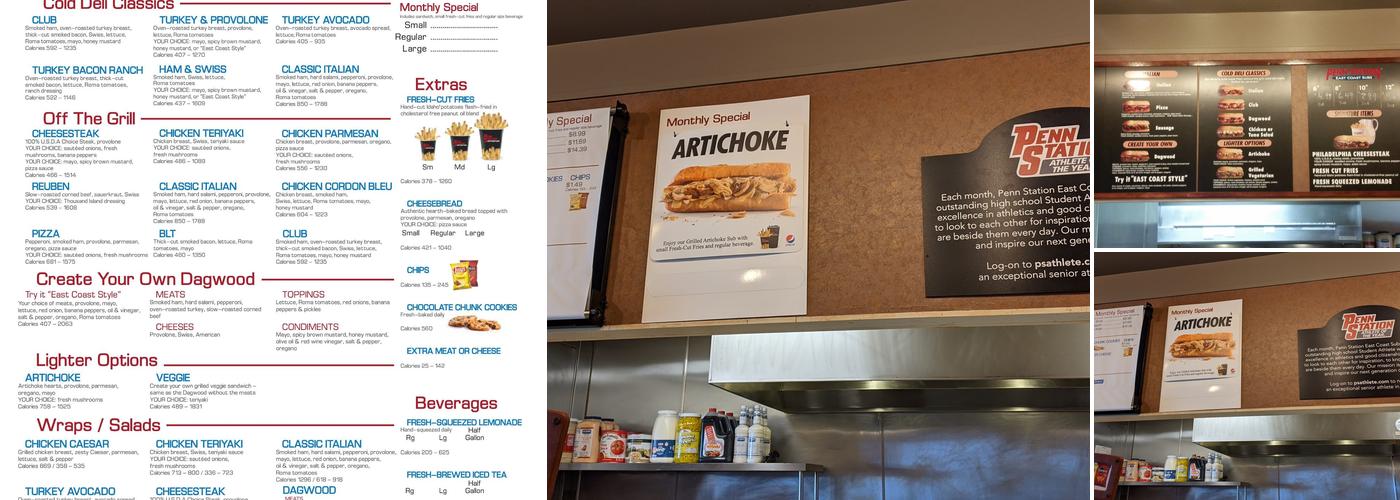 Penn Station East Coast Subs Menu