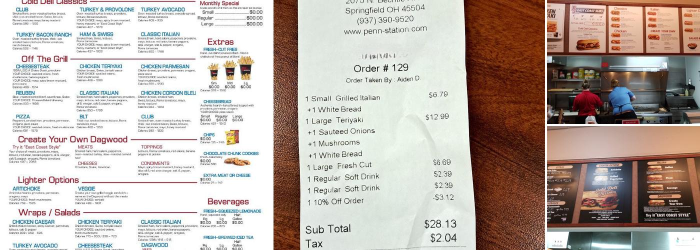 Penn Station East Coast Subs Menu