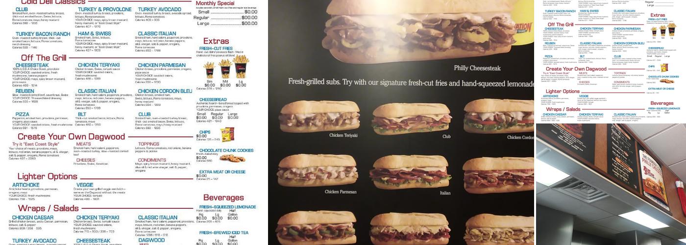 Penn Station East Coast Subs Menu