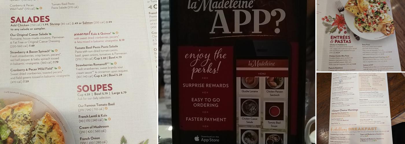 la Madeleine Menu