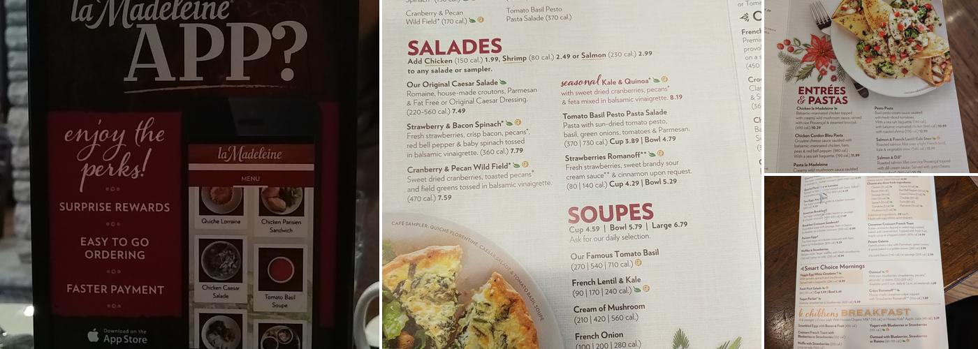 la Madeleine Menu