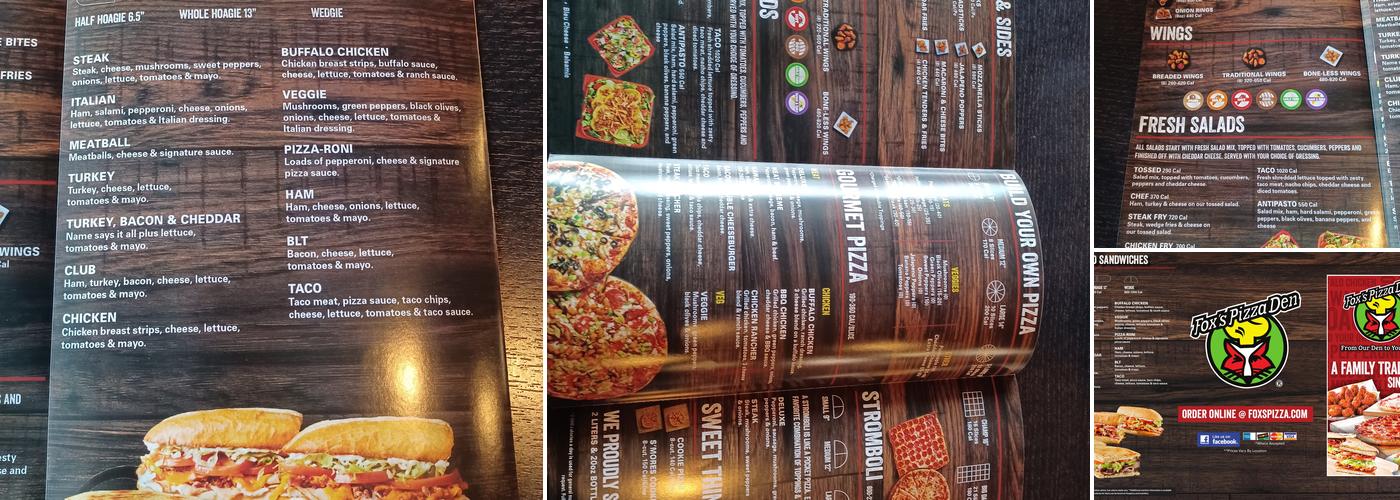 Fox's Pizza Den Menu