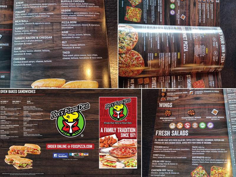 Fox's Pizza Den Menu