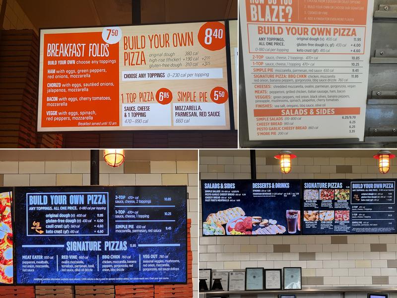 Blaze Pizza Menu