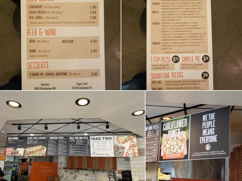 Blaze Pizza Menu