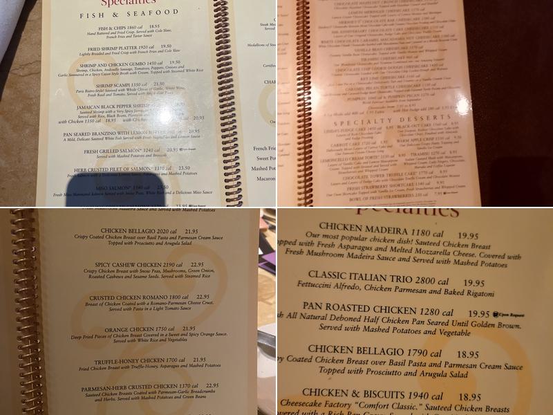 The Cheesecake Factory Menu