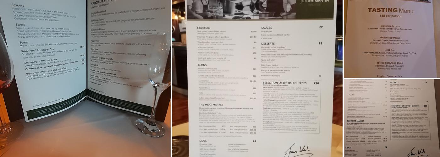 James Martin Manchester Menu