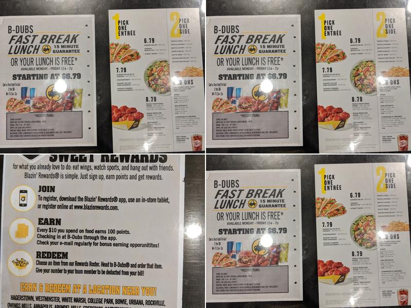 Buffalo Wild Wings Menu