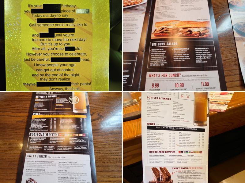 Outback Steakhouse Menu