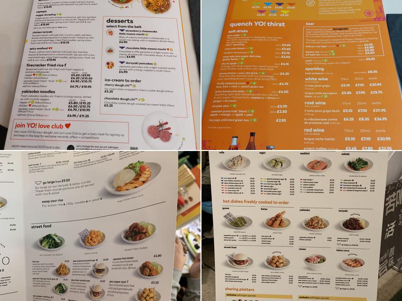 YO! Manchester Selfridges Trafford Menu