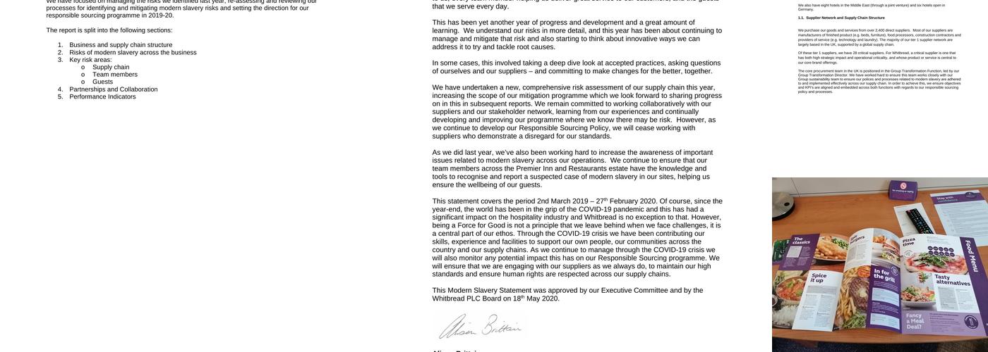 Premier Inn Manchester City (Piccadilly) hotel Menu