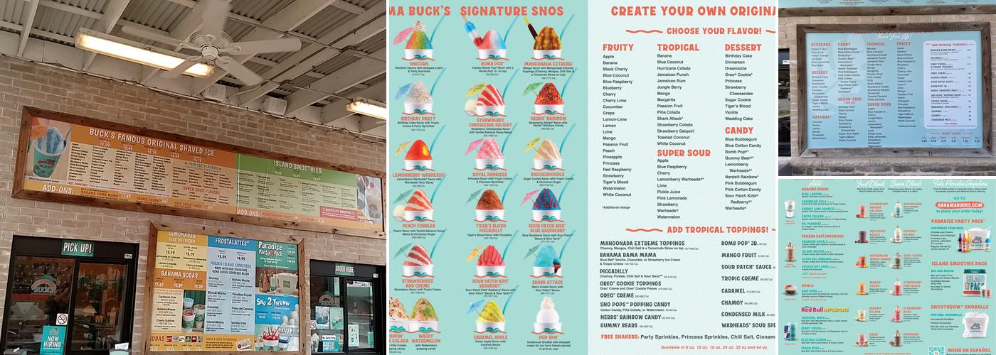 Bahama Buck's - McKinney Menu