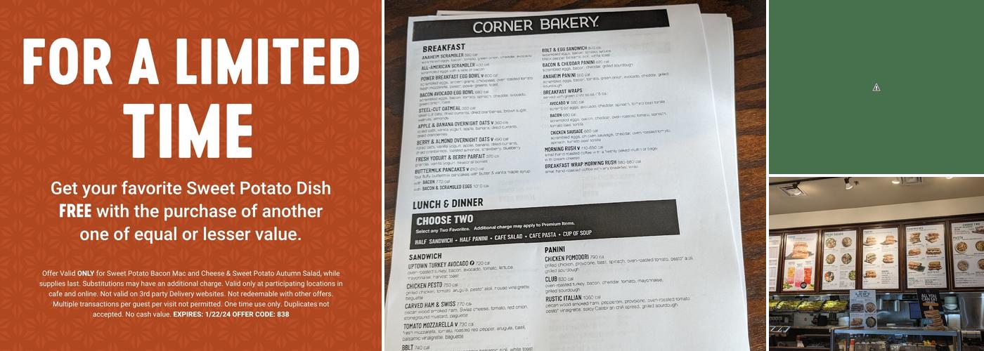 Corner Bakery Menu