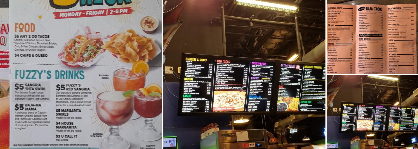 Fuzzy's Taco Shop Menu