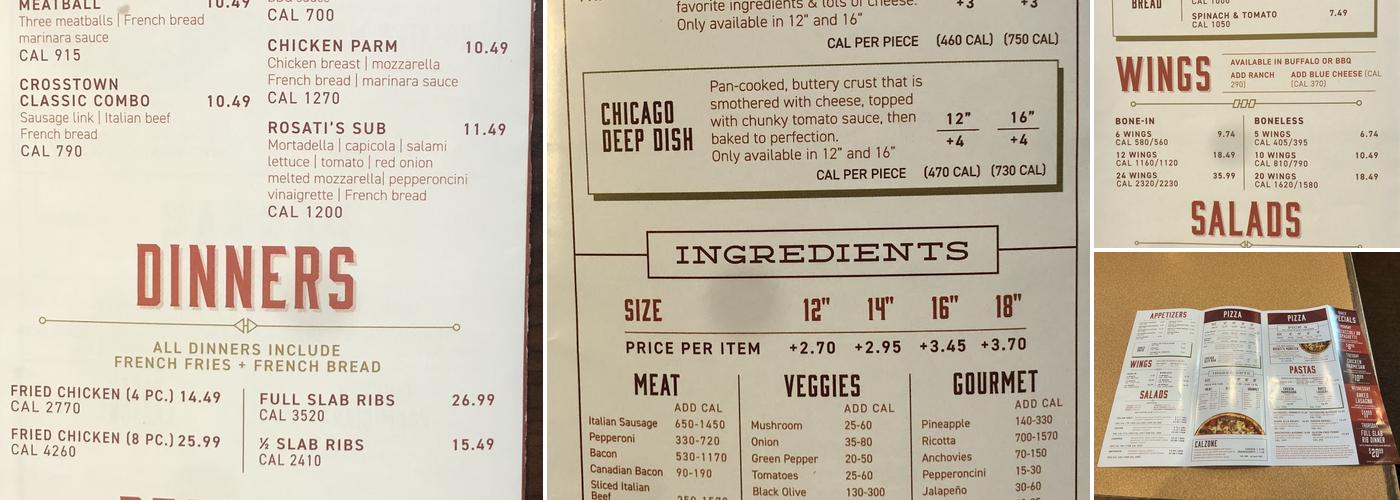 Rosati’s Pizza Menu