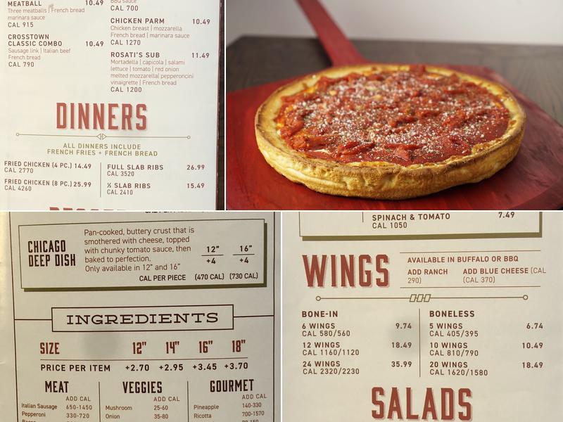Rosati’s Pizza Menu